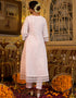 Anarkali Kurta Trouser With Dupatta Set Baby Pink Pure Cotton Pant Anarkali Close-up View