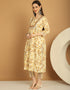 Trendy Top Bottom Dupatta Set Cream Yellow Cotton Lurex Pant Straight Back View