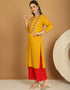Trendy Top Bottom Dupatta Set Yellow Rayon Pant Straight Back View