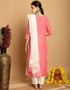 modern baby pink chanderi trendy designer top bottom dupatta set collection with baby pink taffeta va-384-5066 Close-up View