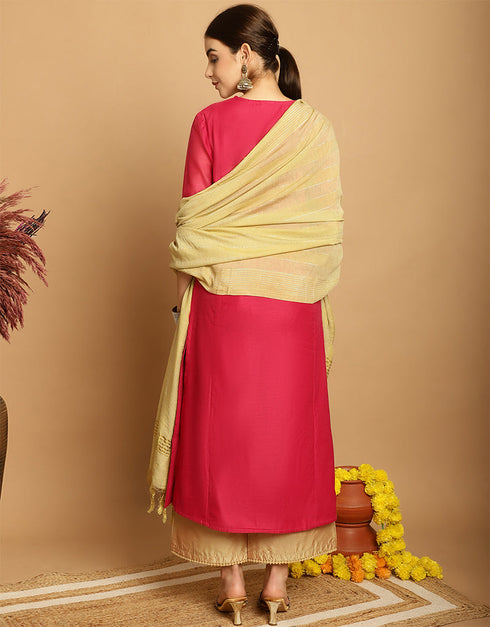 sophisticated orange red chanderi trendy designer top bottom dupatta set collection with sand taffeta va-384-5067 Close-up View