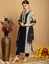glamorous grey black chanderi trendy designer top bottom dupatta set collection with mirage taffeta va-384-5068 Back View