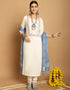 sleek cream white rayon trendy designer top bottom dupatta set collection with cream white rayon va-384-5076 Front View