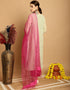 glamorous light pista chanderi trendy designer top bottom dupatta set collection with pink taffeta va-384-5079 Close-up View