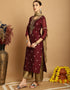 classy maroon chanderi trendy designer top bottom dupatta set collection with coffee taffeta va-384-5081 Back View