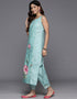 trendy blue cotton blend top bottom set with blue cotton blend va-385-5085 Close-up View