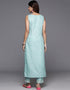 trendy blue cotton blend top bottom set with blue cotton blend va-385-5085 Back View