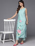trendy blue cotton blend top bottom set with blue cotton blend va-385-5085 Side View