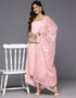 elegant pink poly crepe top bottom dupatta set with pink poly crepe va-385-5086 Side View