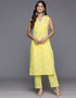 fashionable yellow pure cotton top bottom set with yellow pure cotton va-385-5087 Close-up View