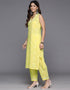 fashionable yellow pure cotton top bottom set with yellow pure cotton va-385-5087 Back View
