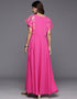 trendy solid polyester trendy designer party wear readymade long kurti collection with pink va-385-5092 Side View