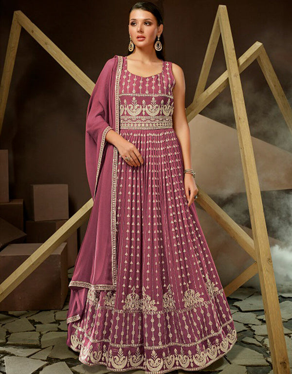 Light Maroon Georgette Pant Anarkali