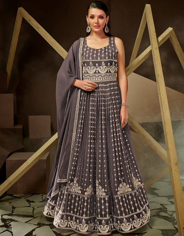 Taupe Georgette Pant Anarkali