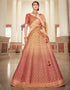 Peach Lehenga style Suits Handloom Silk Salwar Kameez in Heavy Embroidery, Stone & Lace Work