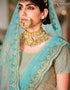 Turquoise Lehenga style Suits Soft Net With Inner Salwar Kameez in Heavy Embroidery, Stone & Lace Work Closure View