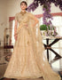 Beige Lehenga style Suits Soft Net With Inner Salwar Kameez in Heavy Embroidery, Stone & Lace Work