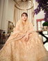 Beige Lehenga style Suits Soft Net With Inner Salwar Kameez in Heavy Embroidery, Stone & Lace Work Closure View