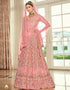 Dusty Pink Lehenga style Suits Soft Net With Inner Salwar Kameez in Heavy Embroidery, Stone & Lace Work