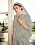Grey Lehenga style Suits Soft Net With Inner Salwar Kameez in Heavy Embroidery, Stone & Lace Work Closure View Embroidery