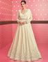 Off White Anarkali style Anarkali Semi-Stitched Suits Salwar Kameez in Embroidery, Sequins & Lace Work