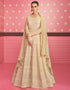 Beige Anarkali style Anarkali Semi-Stitched Suits Salwar Kameez in Embroidery, Sequins & Lace Work