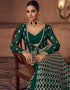 Green Lehenga style Suit Semi-Stitched Suits Salwar Kameez in Heavy Embroidery, Sequins & Lace Work Closure View