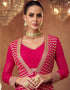 Pink Lehenga style Suit Semi-Stitched Suits Salwar Kameez in Heavy Embroidery, Sequins & Lace Work Closure View Embroidery