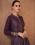 Purple Lehenga style Suit Semi-Stitched Suits Salwar Kameez in Heavy Embroidery, Sequins & Lace Work Closure View Embroidery Back side View