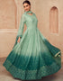 Mint Green Anarkali style Salwar Suit Semi-Stitched Suits Salwar Kameez in Embroidery, Foil Mirror & Lace Work