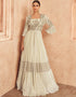 White Anarkali style Salwar Suit Semi-Stitched Suits Salwar Kameez in Embroidery, HandWork & Lace Work