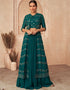 Teal Anarkali style Salwar Suit Semi-Stitched Suits Salwar Kameez in Embroidery, HandWork & Lace Work