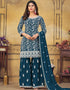 Teal Palazzo style Salwar Suit Designer Salwar Suit Salwar Kameez in Embroidery, Sequins & Lace Work