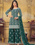 Green Palazzo style Salwar Suit Designer Salwar Suit Salwar Kameez in Embroidery, Sequins & Lace Work