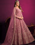 Tulip Pink Net Pant Anarkali Closure View