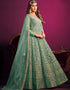 Summer Green Net Pant Anarkali Closure View