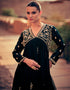 real gerogette trendy designer party wear gown gown with embroidery work and almost black dupatta ie-5401 Close-up View