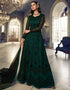 Green Anarkali style Anarkali Semi-Stitched Suits Salwar Kameez in Cording Embroidery, Sequins & Lace Work