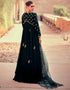real gerogette trendy designer party wear gown gown with embroidery work and almost black dupatta ie-5401 Back View