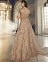 Beige Anarkali style Anarkali Semi-Stitched Suits Salwar Kameez in Cording Embroidery, Sequins & Lace Work Closure View