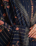 Heavy Designer Wedding Wear Salwar Suit Dark Blue Chinnon Pant Straight Back View