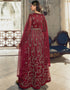 Maroon Anarkali style Anarkali Semi-Stitched Suits Salwar Kameez in Cording Embroidery, Sequins & Lace Work Closure View Embroidery Back side View