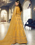 Mustard Yellow Anarkali style Anarkali Semi-Stitched Suits Salwar Kameez in Cording Embroidery, Sequins & Lace Work Closure View