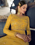 Mustard Yellow Anarkali style Anarkali Semi-Stitched Suits Salwar Kameez in Cording Embroidery, Sequins & Lace Work Closure View Embroidery