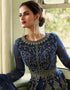 Blue Anarkali style Gown Semi-Stitched Suits Salwar Kameez in Cording Embroidery, Sequins & Lace Work Closure View