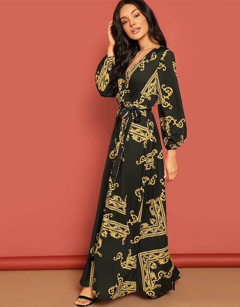 Yellow Latest Printed Maxi Dress Buy multi color kaftan