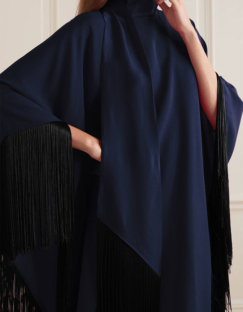 Navy Blue Heavy Designer Heavy Maxi Dress Back View