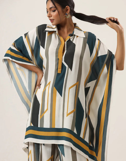 Trendy Designer Party Wear Kaftan Collar Style Multi Color Korean Bsy Suit Side View