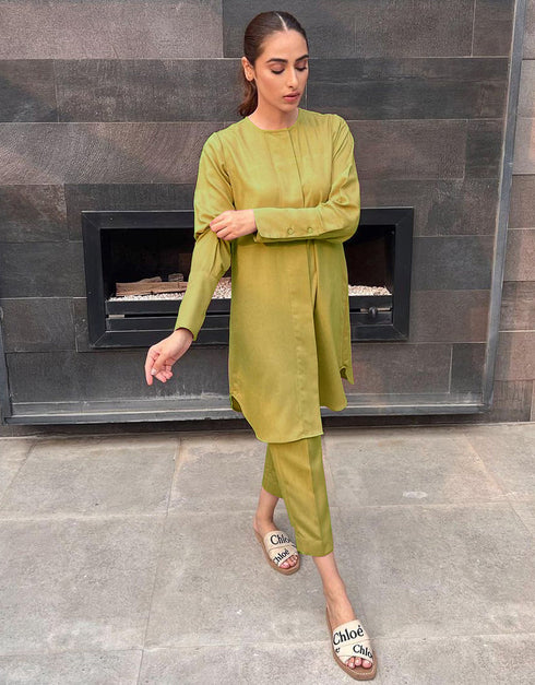 Lemon Nirvana Silk Pant Shirt Side View