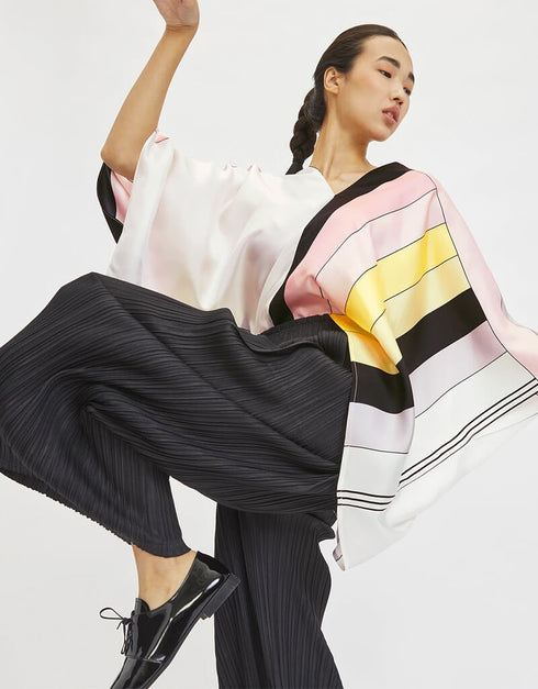 Black And White Fancy Soft Satin Silk Kaftan Co-Ord Set Salwar Kameez